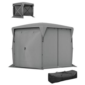 Outsunny 11 x 11ft Pop Up Gazebo Screen Tent with Removable Roof Cover, Roll-up Wind Panels for Camping, Backyard, Dark Gray